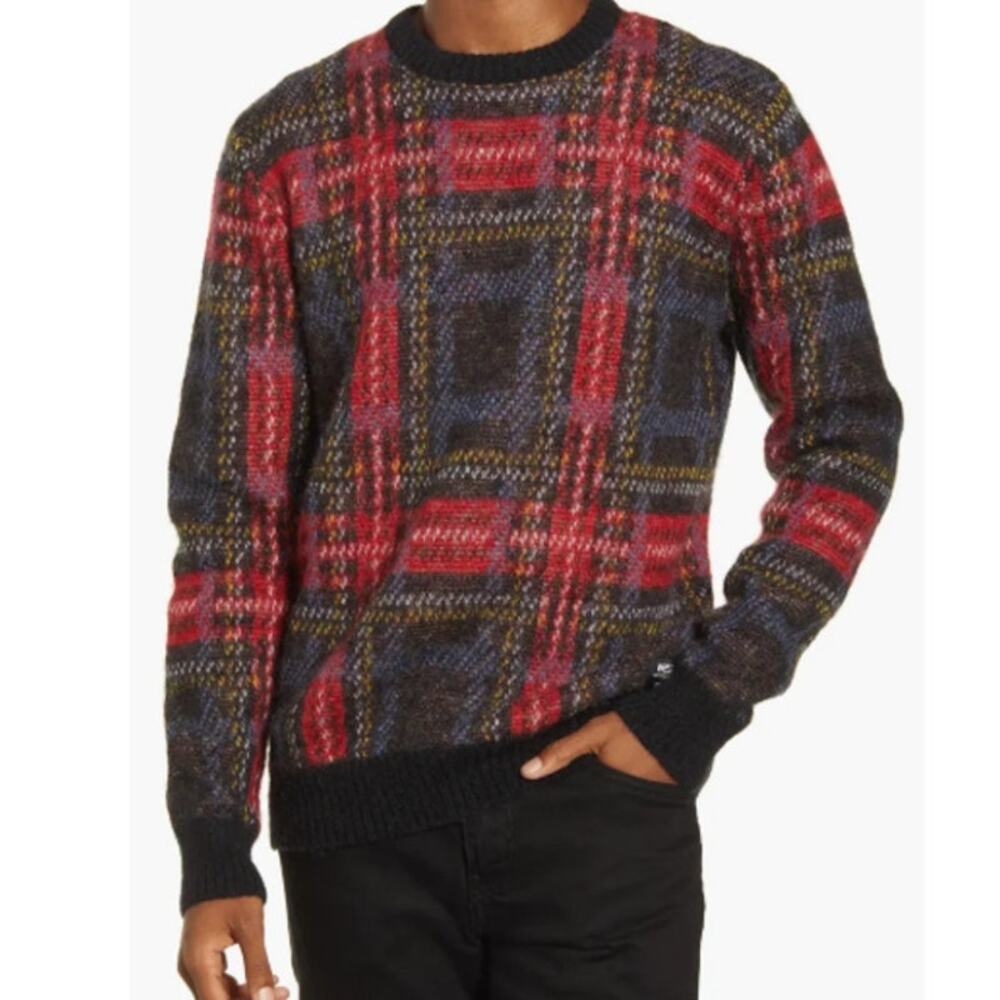 WeSC Anwar Red Tartan Plaid Crewneck Sweater Unisex Men S Women M  Wool Mohair